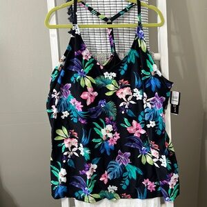 Gorgeous Island Escape Racerback Tankini Top, 24W, NWT, Retails $50